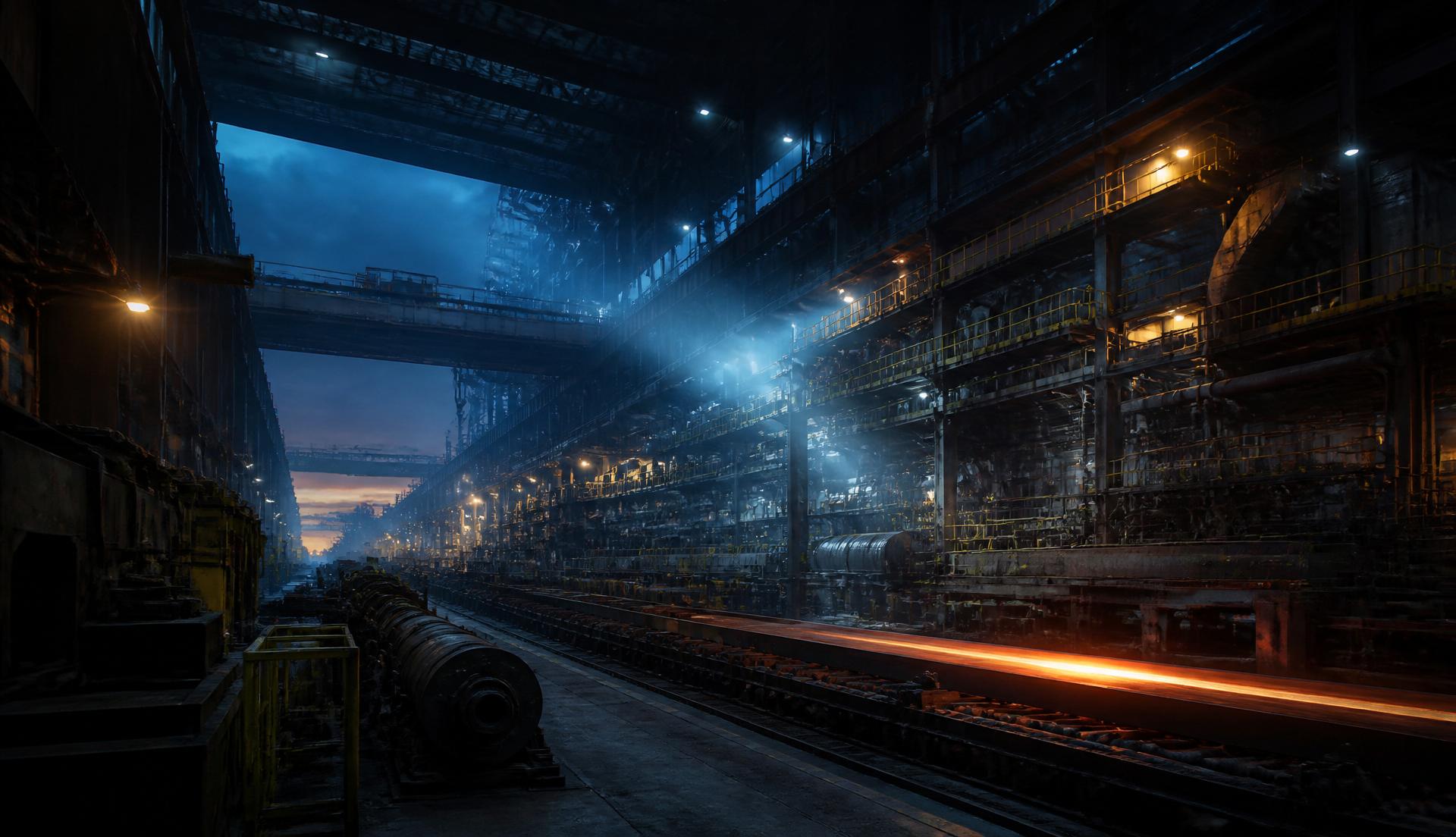 Ambiente industrial pesado em operação